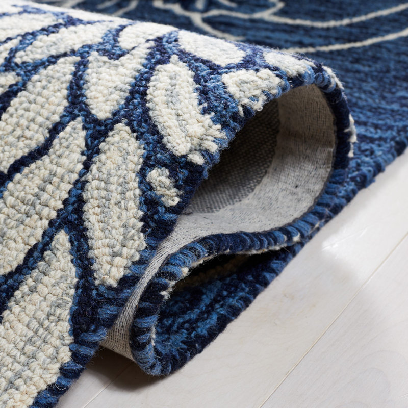 Charlton Home® Abrea Handmade Hand Tufted Wool Navy/Ivory Rug & Reviews